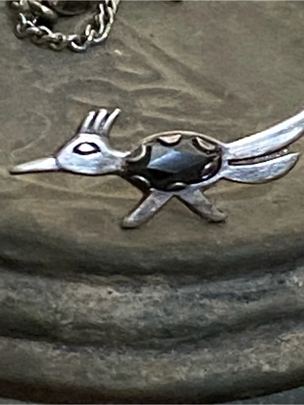 Native American Bell Trading 925 Sterling Hemitite Roadrunner Bird Tie Tack